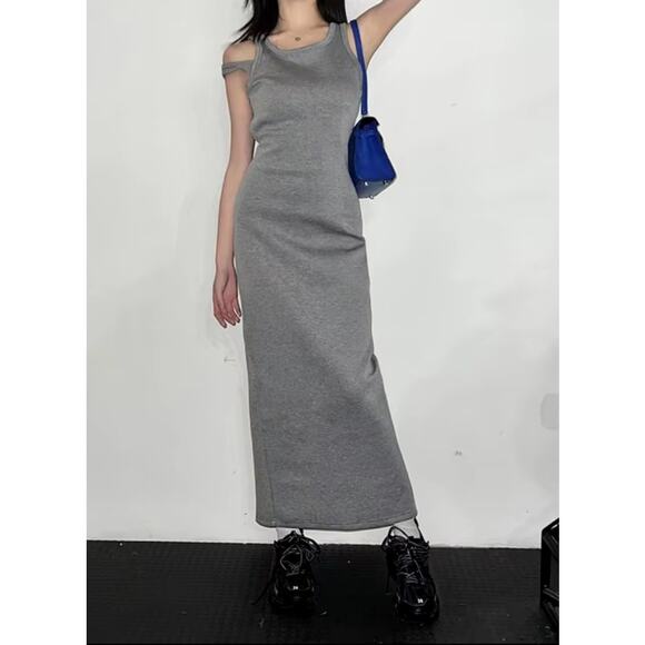 NWT Commense Asymmetrical Crew Neck Split Maxi Dress Size S - Picture 1 of 6